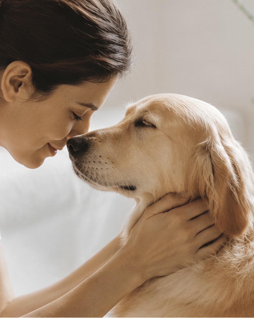 Tutora y perro compartiendo un momento tranquilo de cercanía